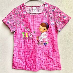 DISNEY Tooniforms Women's Doc McStuffins Scrub Top Size XS EUC